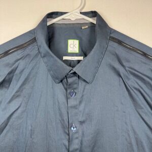 CK One Calvin Klein Mens Slim Fit Long Sleeve Button Down Shirt Zippers Sz Large
